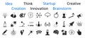 Idea icons set, creativity sign, creative idea logo with light bulb, human head, brain Ã¢â¬â vector