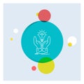idea, ideas, creative, share, hands White Line Icon colorful Circle Background
