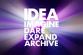 IDEA- Imagine, Dare, Expand, Achieve acronym, business concept background Royalty Free Stock Photo