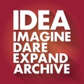 IDEA - Imagine, Dare, Expand, Achieve acronym, business concept background