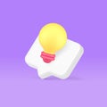 Idea innovation light bulb quick tips helpful knowledge information alert 3d icon realistic vector Royalty Free Stock Photo