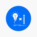 Idea, insight, key, lamp, lightbulb White Glyph Icon in Circle. Vector Button illustration
