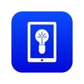 Idea lamp on gadget screen icon digital blue Royalty Free Stock Photo