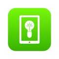 Idea lamp on gadget screen icon digital green Royalty Free Stock Photo