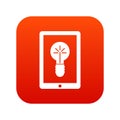 Idea lamp on gadget screen icon digital red Royalty Free Stock Photo