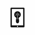 Idea lamp on gadget screen icon, simple style Royalty Free Stock Photo