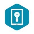 Idea lamp on gadget screen icon, simple style Royalty Free Stock Photo
