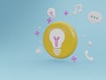 Idea lamp icons 3d rendering Royalty Free Stock Photo