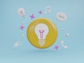 Idea lamp icons 3d rendering Royalty Free Stock Photo
