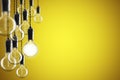 Idea and leadership concept Vintage bulbs on color background, Royalty Free Stock Photo
