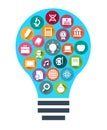 Idea and learning education concept.Education icons and bulb