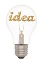 Idea letter and light bulb on white background.3D illustration