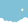 Idea in a light bulb floating to the sky Royalty Free Stock Photo