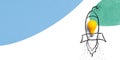 Idea light bulb flying to the sky like a rocket Royalty Free Stock Photo