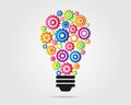 idea light bulb and gear creative colorful. Setting icon concept. cog inovation business. Royalty Free Stock Photo