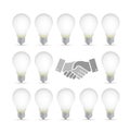 idea light bulb handshake concept background Royalty Free Stock Photo