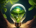 Idea light bulb with natural growth, concept, creativity in restoring nature.generative AI