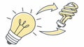 Idea lightbulb evolving into an energy saving lightbulb vector design Generative AI Royalty Free Stock Photo