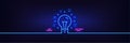 Idea line icon. Light bulb or Lamp sign. Neon light glow effect. Vector