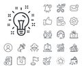 Idea line icon. Light bulb or Lamp sign. Salaryman, gender equality and alert bell. Vector