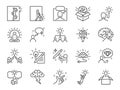 Idea line icon set. Included icons as thinking, creative, ideation, brain, light bulb, think out of the box and more. Royalty Free Stock Photo