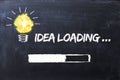 Idea loading bar concept with lighting bulb on chalkboard Royalty Free Stock Photo