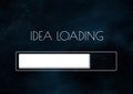 idea loading concept and loading bar on blue background. Big idea, innovation and creativity. Royalty Free Stock Photo