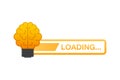 Idea loading concept with idea brain processed on a lightbulb bar. Vector stock illustration.