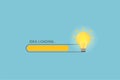 Idea loading concept with light bulb and loading bar. Big idea, innovation and creativity. Vector illustration Royalty Free Stock Photo