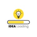 Idea loading concept with light bulb and loading bar. Loading ideas in flat style.