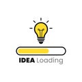 Idea loading concept with light bulb and loading bar. Loading ideas in flat style.