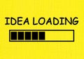 idea loading concept and loading bar on yellow background. Big idea, innovation and creativity. Royalty Free Stock Photo