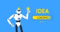 idea loading creative concept robot humanoid holding lightbuld vector