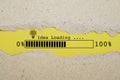 Idea loading icon on yellow background and brown torn paper for creative thinking idea and problem solving concept
