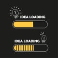 Idea loading Vector. Progress bar illustration. Creative thinking concept. Black background design. Royalty Free Stock Photo