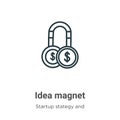 Idea magnet outline vector icon. Thin line black idea magnet icon, flat vector simple element illustration from editable startup