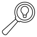 Idea magnify glass icon, outline style Royalty Free Stock Photo