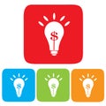 Idea making money, Light bulb with Dollar symbol