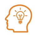 Idea making, thinking icon. Orange vector