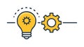 Idea and mechanism concept with lightbulb and gear, symbolizing innovation. vector design Generative AI Royalty Free Stock Photo