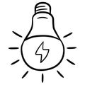 Idea mind light bulb thought concept single isolated icon with sketch hand drawn outline style Royalty Free Stock Photo