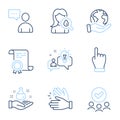 Idea, Moisturizing cream and Clapping hands icons set. Users chat, Click hand and Chemistry lab signs. Vector
