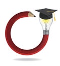 Idea pencil with Graduation cap. Royalty Free Stock Photo