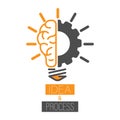 Idea and Progress. The human brain and the cog. Editable vector illustration for website, booklet, project, and creative design Royalty Free Stock Photo