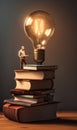 Idea of reading books with lightbulb. Thinking and creative concept. Generative AI