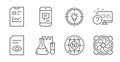 Idea, Report document and Chemistry lab icons set. Message, View document and 5g internet signs. Vector