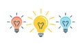 Idea Selection: Bright and Dim Lightbulbs, vector design Generative AI Royalty Free Stock Photo