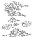 Idea for tattoo and coloring books.Japanese clouds and wave for tattoo design.Chinese clouds.