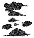 Idea for tattoo and coloring books.Japanese clouds and wave for tattoo design.Chinese clouds.