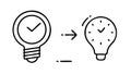 Idea to Action: Lightbulb Evolving into a Clock for Timely Execution, vector design Generative AI Royalty Free Stock Photo